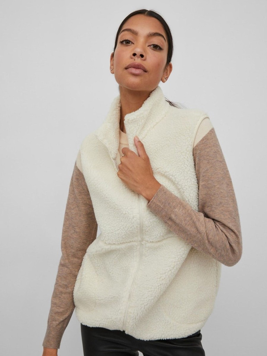 Dame VILA Strik | Luna Teddy Vest - Birch