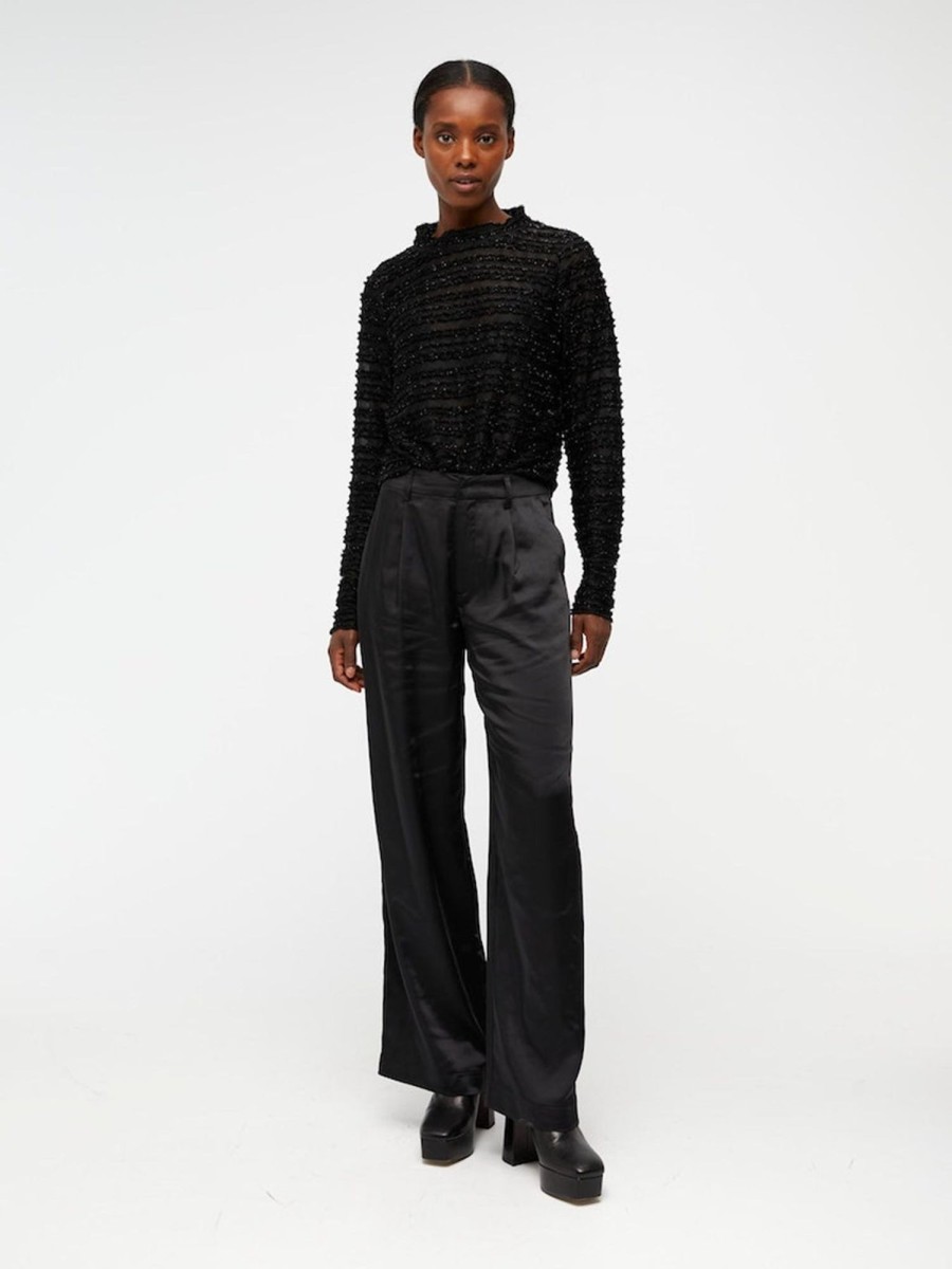 Dame Object Bukser | Debra Mid Waist Pants - Sort