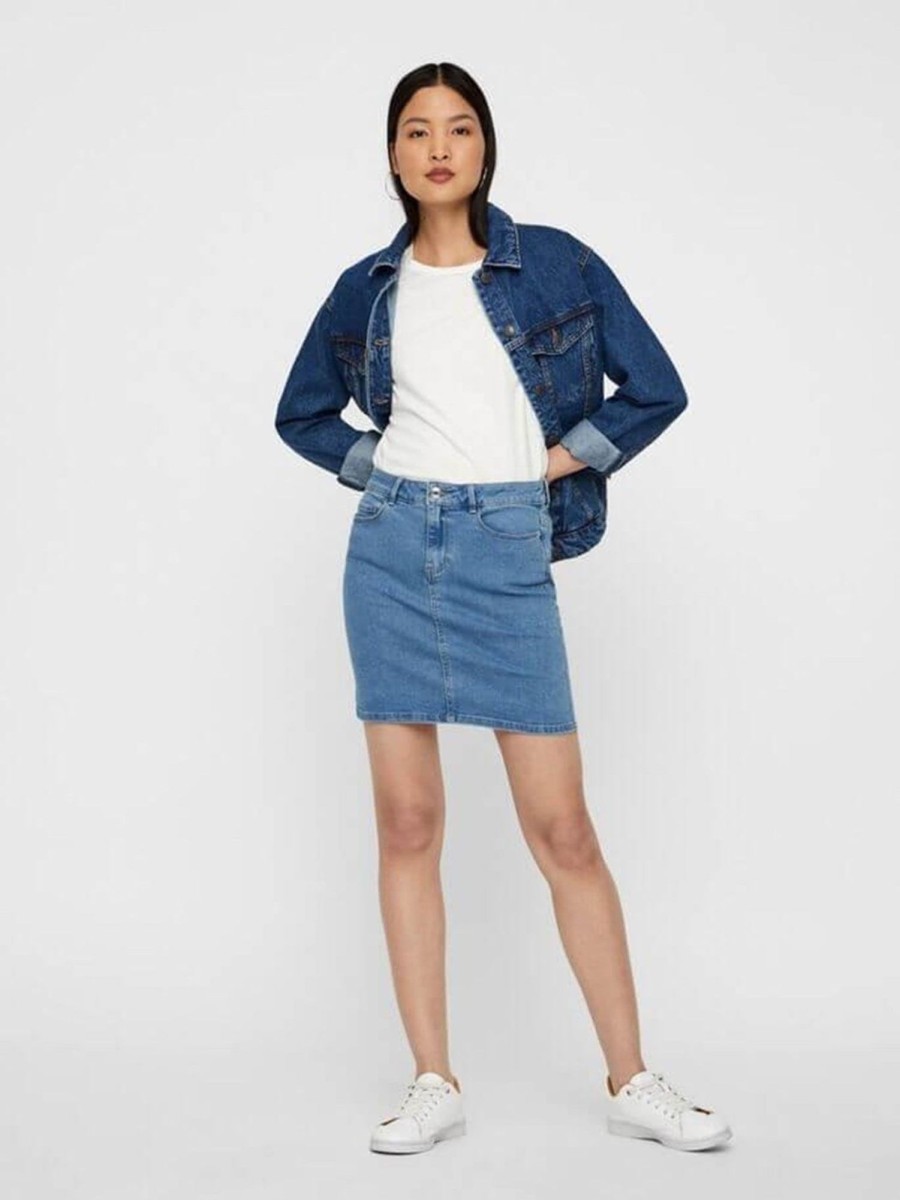 Dame Vero Moda Nederdele | Hot Seven Nederdel - Lys Bla Denim