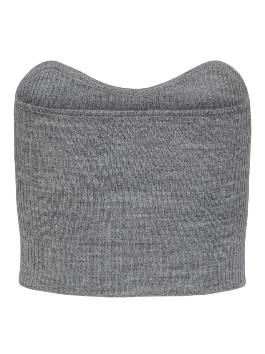 Dame PIECES T-Shirts & Toppe | Angie Knit Tube Top - Light Grey Melange