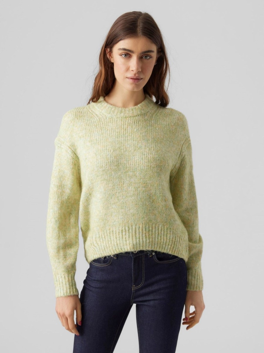 Dame Vero Moda Strik | Cally O-Neck Pullover - Lemon Meringue