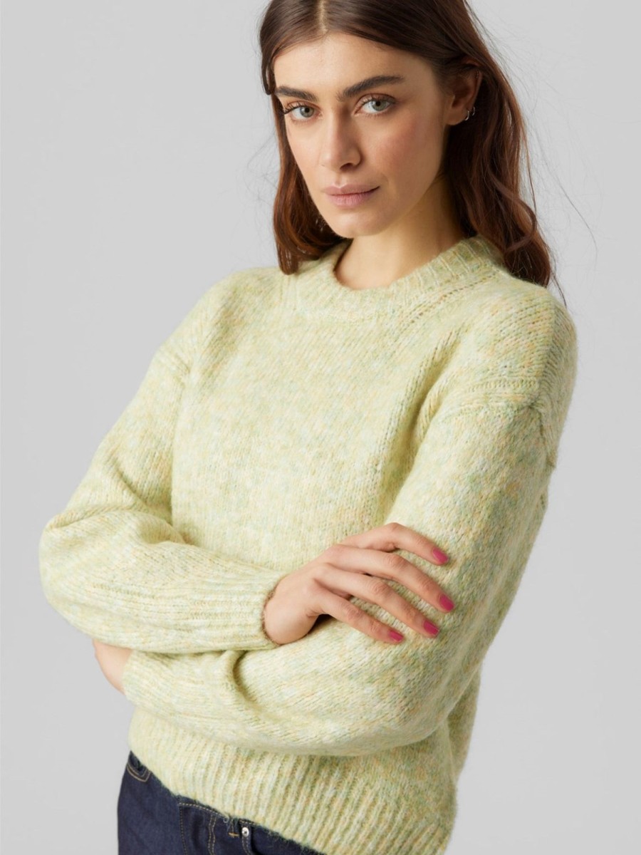 Dame Vero Moda Strik | Cally O-Neck Pullover - Lemon Meringue