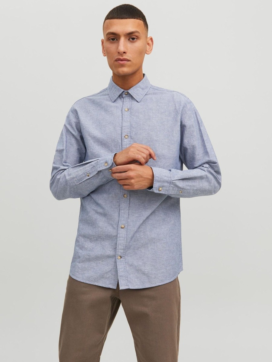 Herre Jack u0026 Jones Skjorter | Summer Skjorte - Faded Denim