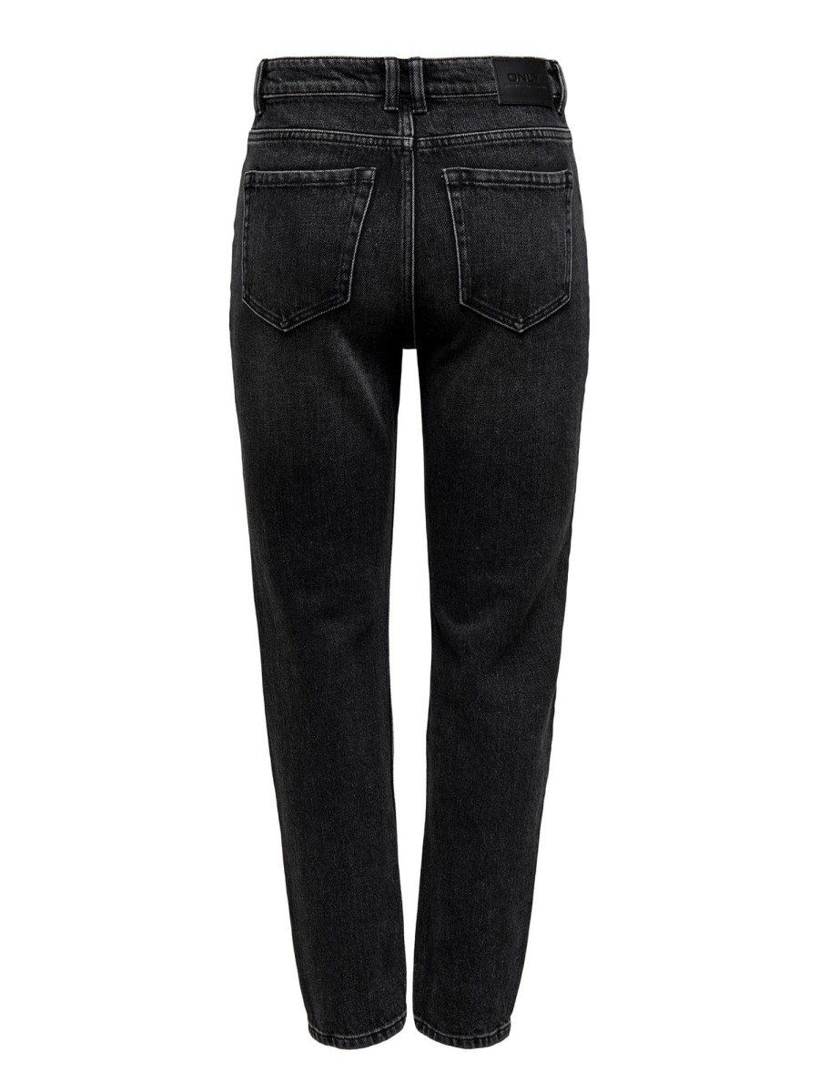 Dame ONLY Jeans | Emily High Waist Jeans - Sort Denim