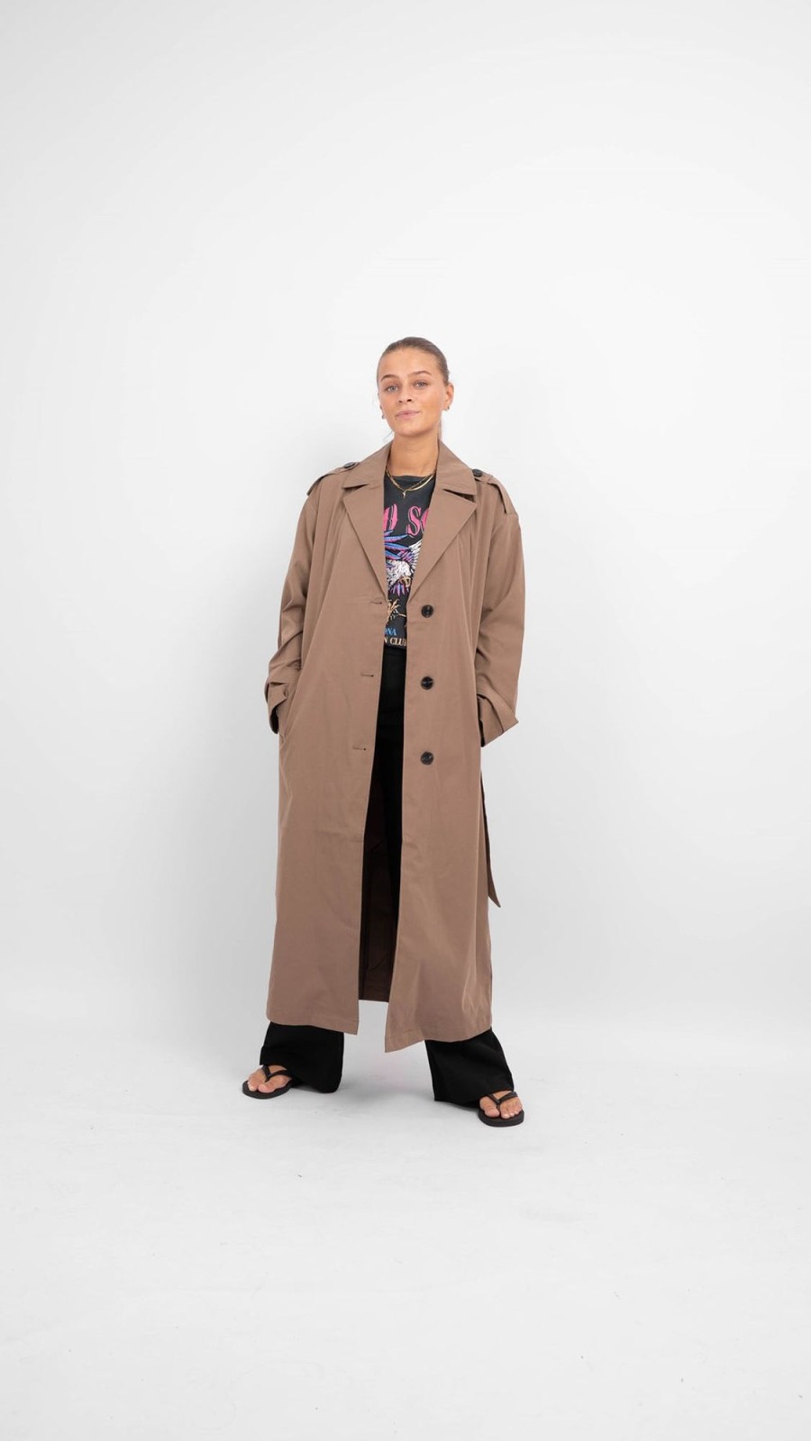 Dame ONLY Jakker & Frakker | Isabelle Long Trenchcoat - Walnut