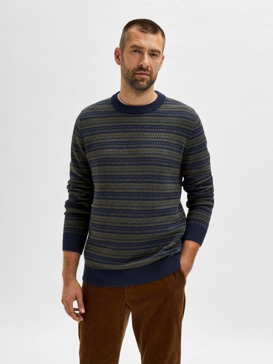 Herre Selected Homme Strik | Alfie Crew Neck - Forest Night