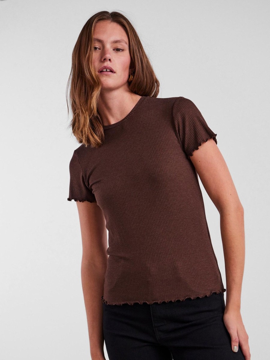 Dame PIECES T-Shirts & Toppe | Nicca O-Neck Top - Chicory Coffee