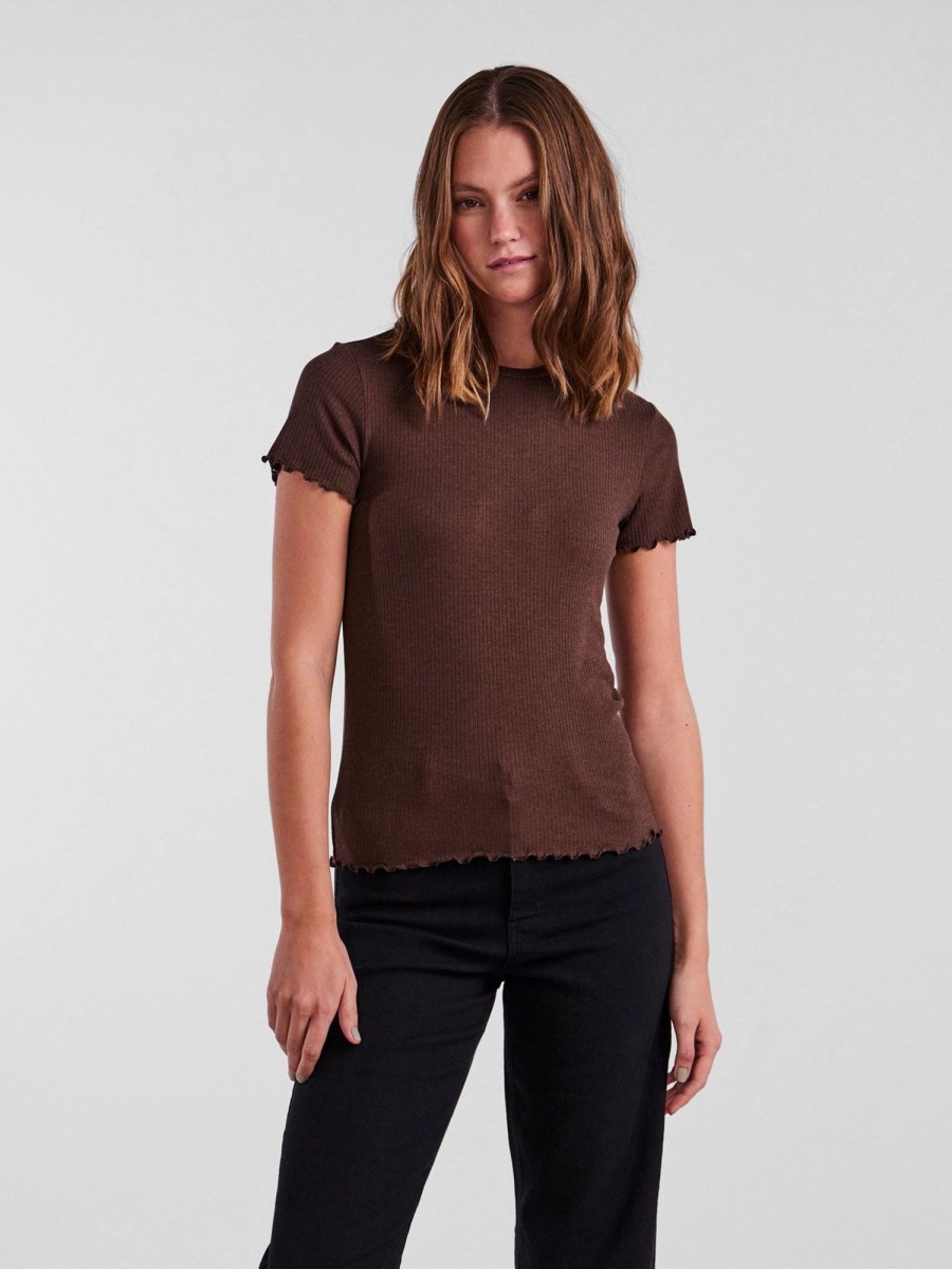 Dame PIECES T-Shirts & Toppe | Nicca O-Neck Top - Chicory Coffee