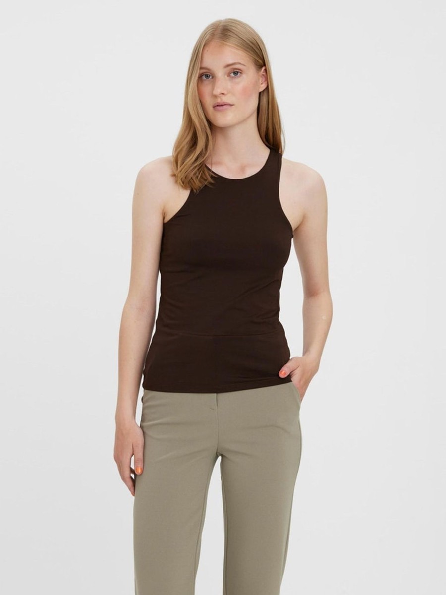 Dame Vero Moda T-Shirts & Toppe | Bianca Tank Top - Coffee Bean