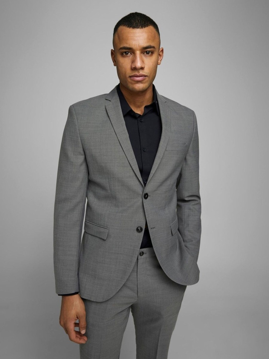 Herre Jack u0026 Jones Blazere | Klassisk Blazer Slimfit - Lysegra