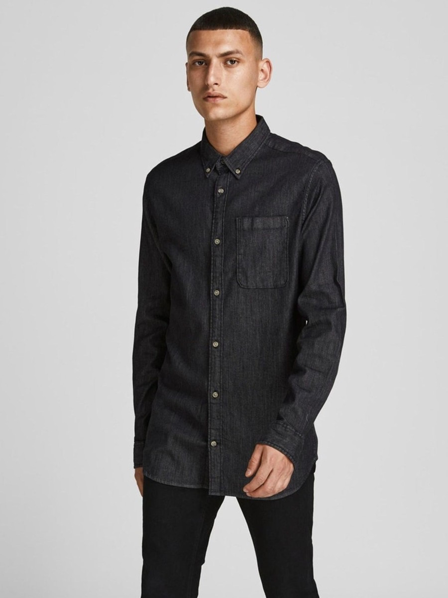 Herre Jack u0026 Jones Skjorter | Brook Denim Skjorte - Black Denim