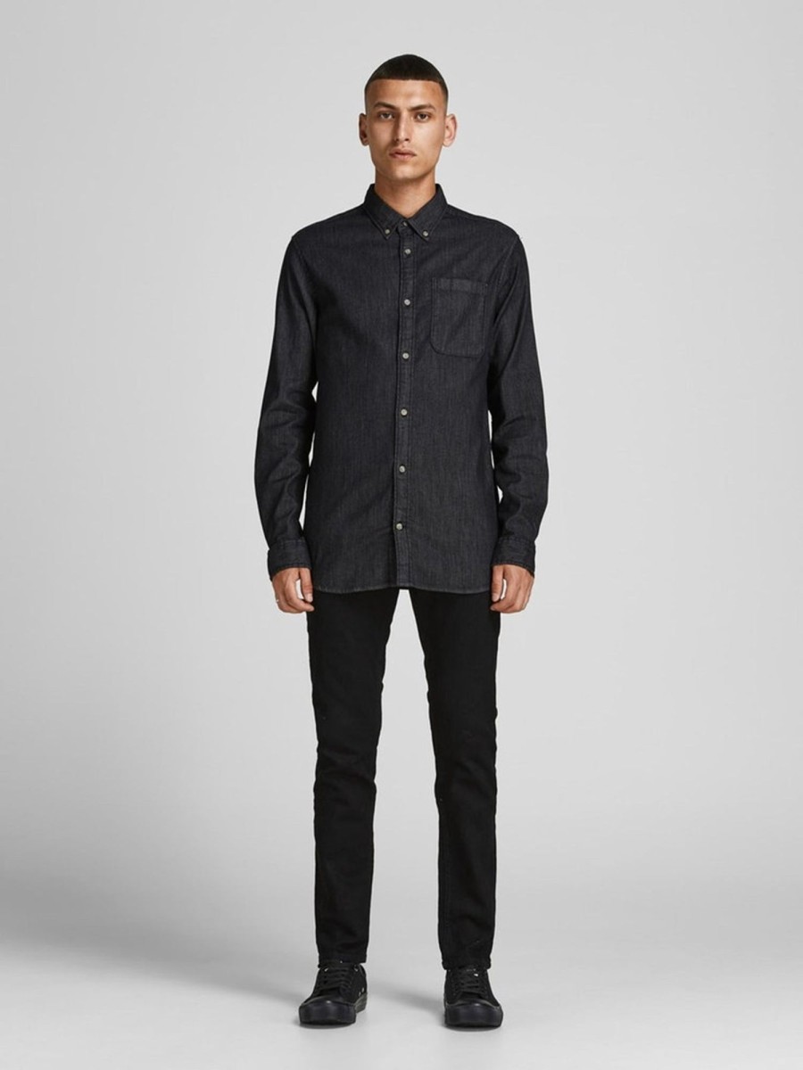 Herre Jack u0026 Jones Skjorter | Brook Denim Skjorte - Black Denim