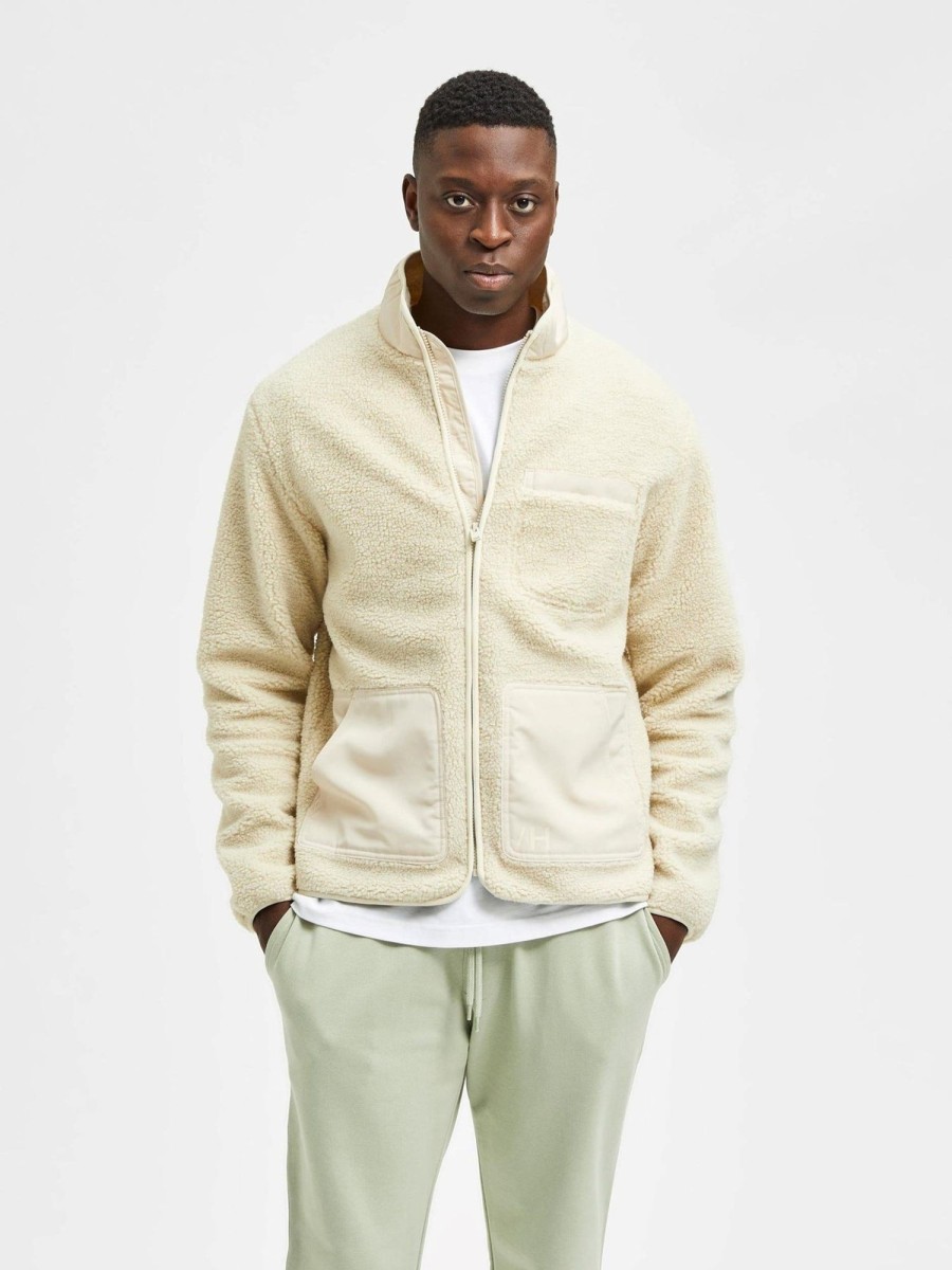 Herre Selected Homme Jakker & Frakker | Sterling Fleece Jacket - Oatmeal