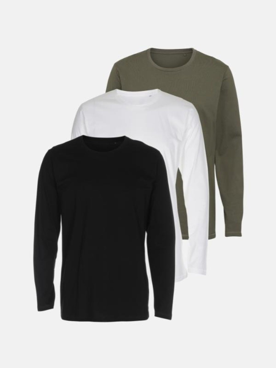 Herre TeeShoppen T-Shirts | Basic Langaermet T-Shirt - Pakketilbud (3 Stk.)