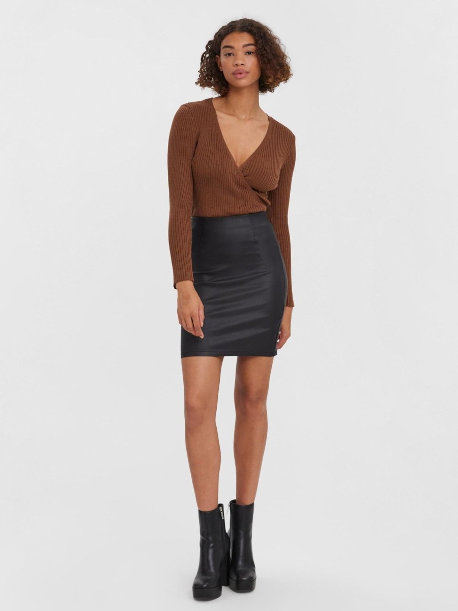 Dame Vero Moda Nederdele | Milly Coated Nederdel - Sort