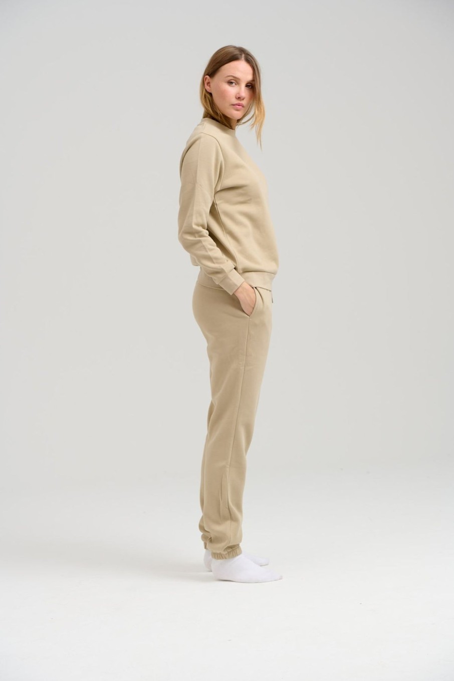 Dame TeeShoppen Bukser | Basic Sweatpants - Mork Beige