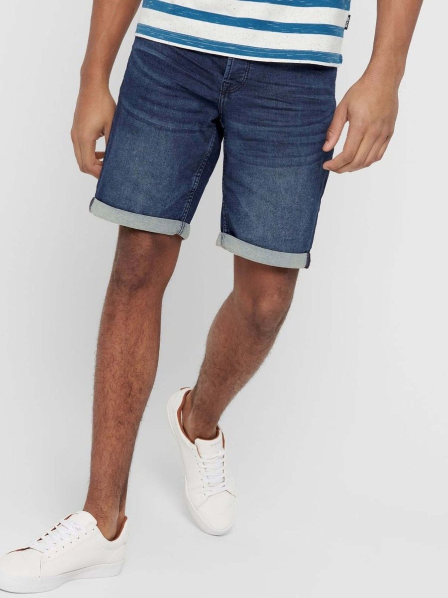 Herre Only u0026 Sons Shorts | Denim Shorts - Blue Denim