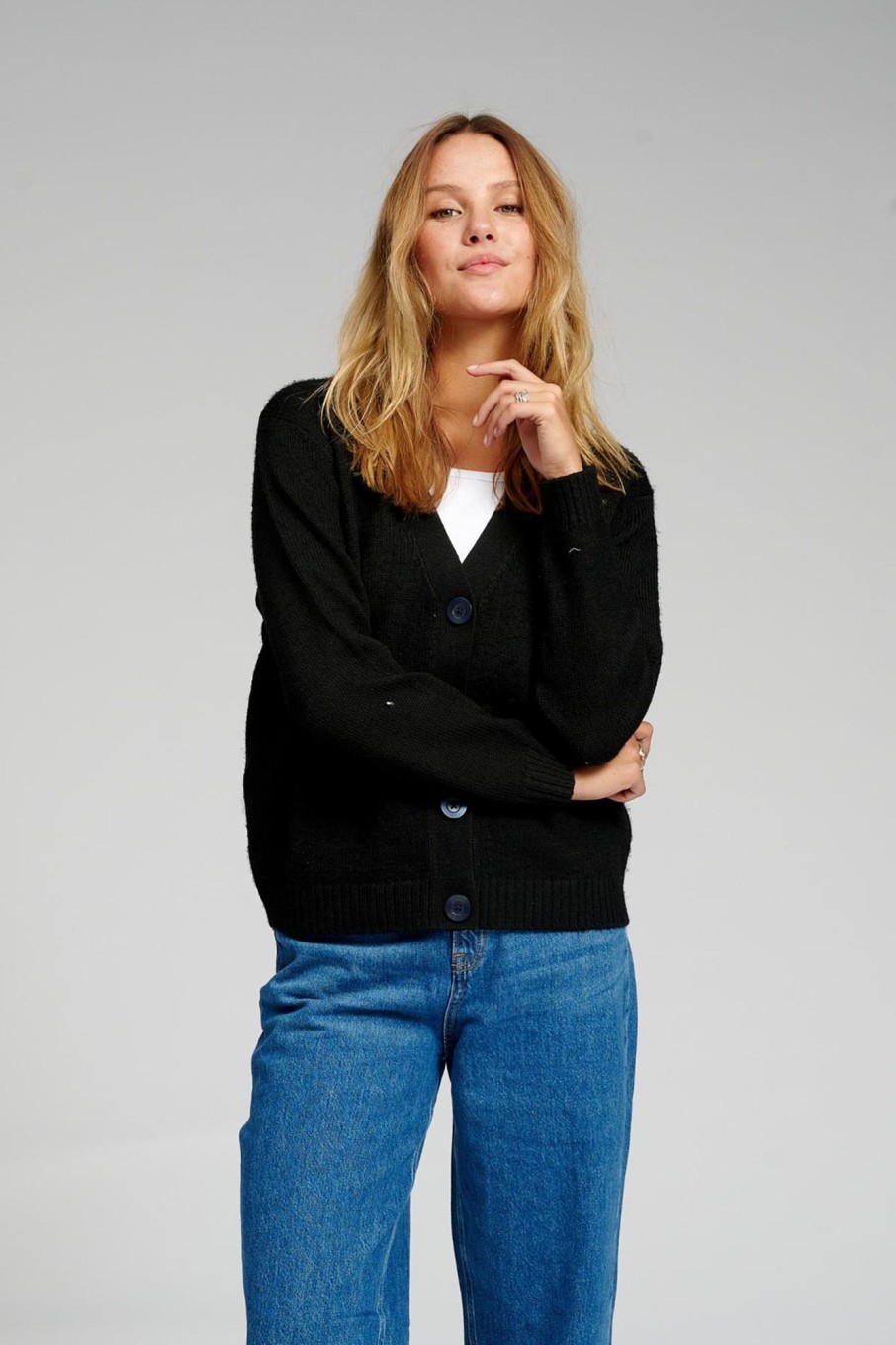 Dame TeeShoppen Strik | Strikket Cardigan - Sort