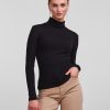 Dame PIECES Strik | Kitte Rollneck Top - Sort