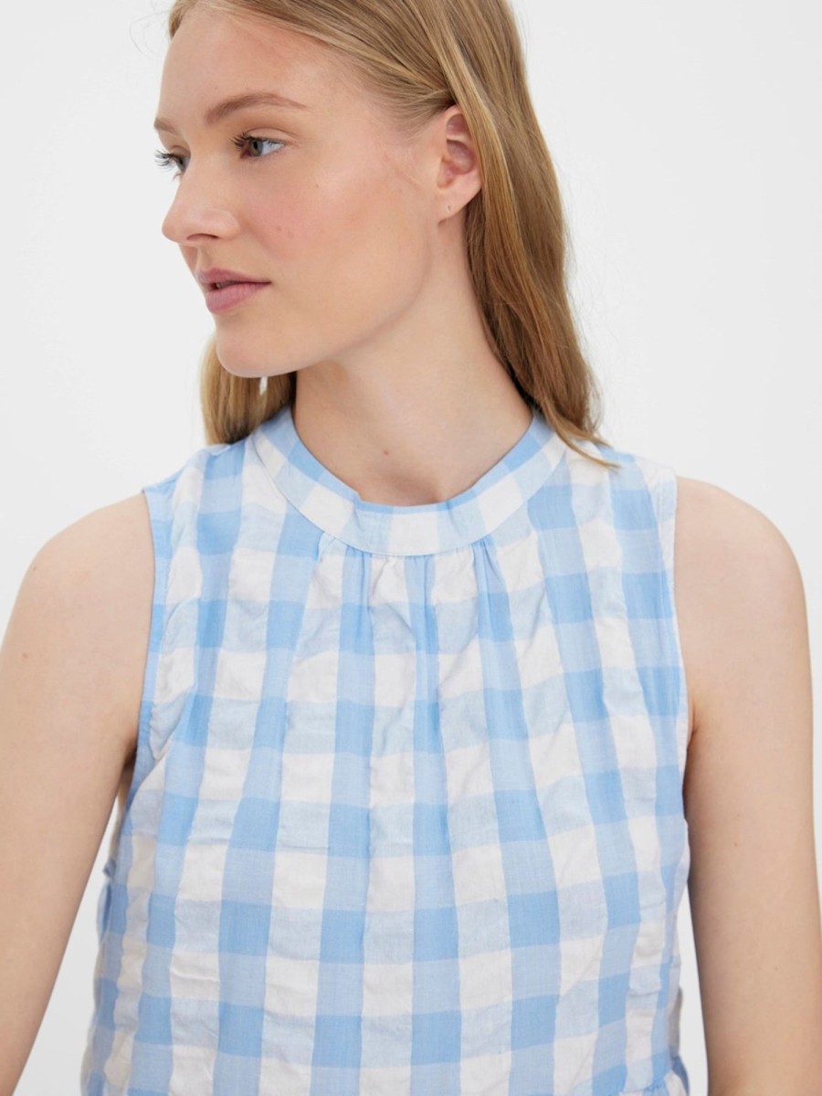 Dame Vero Moda Kjoler | Sody Calf Highneck Kjole - Blue Bell