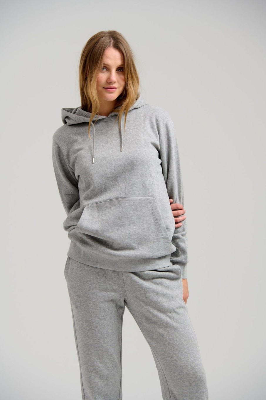 Dame TeeShoppen Trojer | Basic Hoodie Sweat - Lysegra Melange