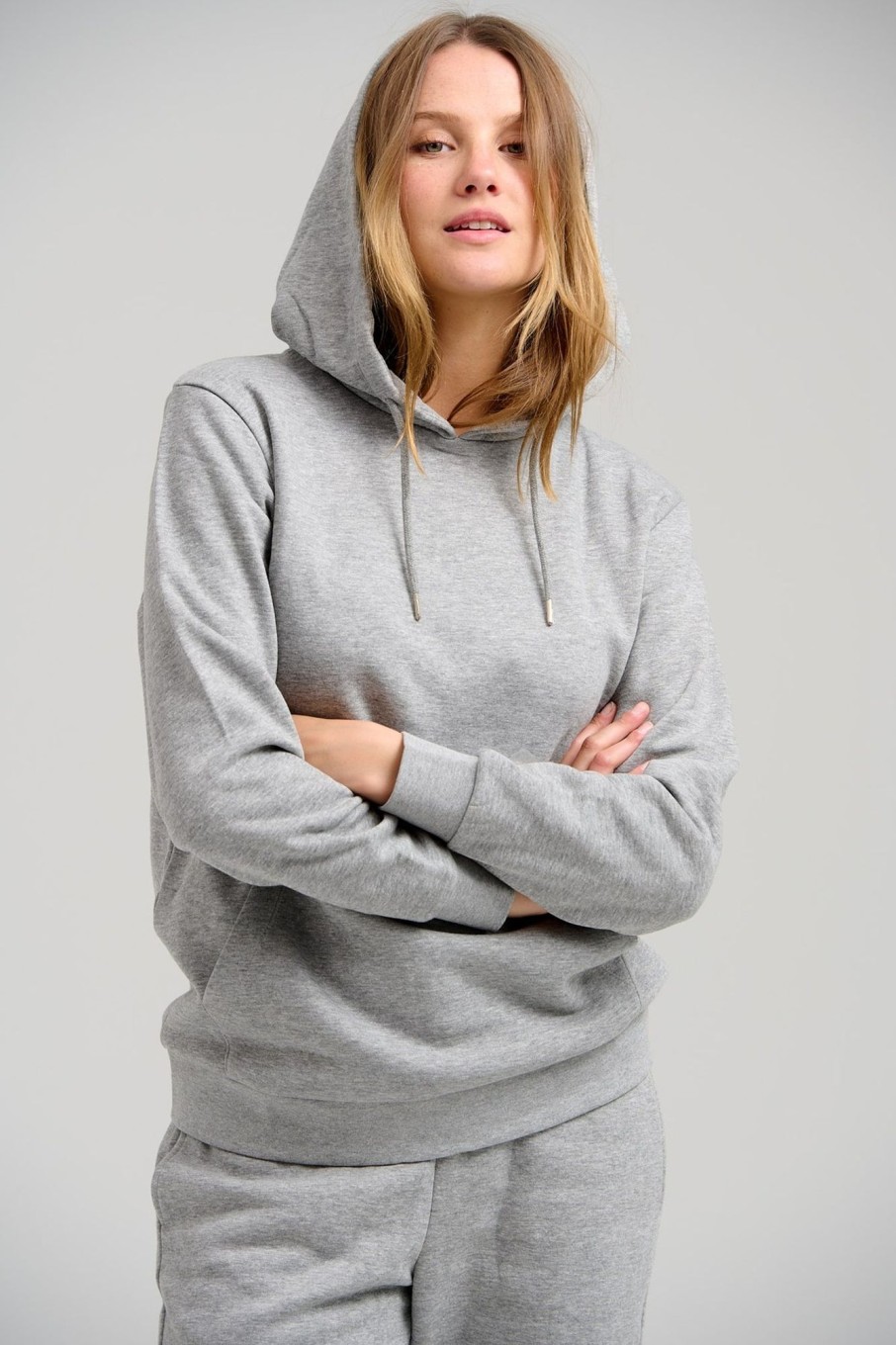 Dame TeeShoppen Trojer | Basic Hoodie Sweat - Lysegra Melange