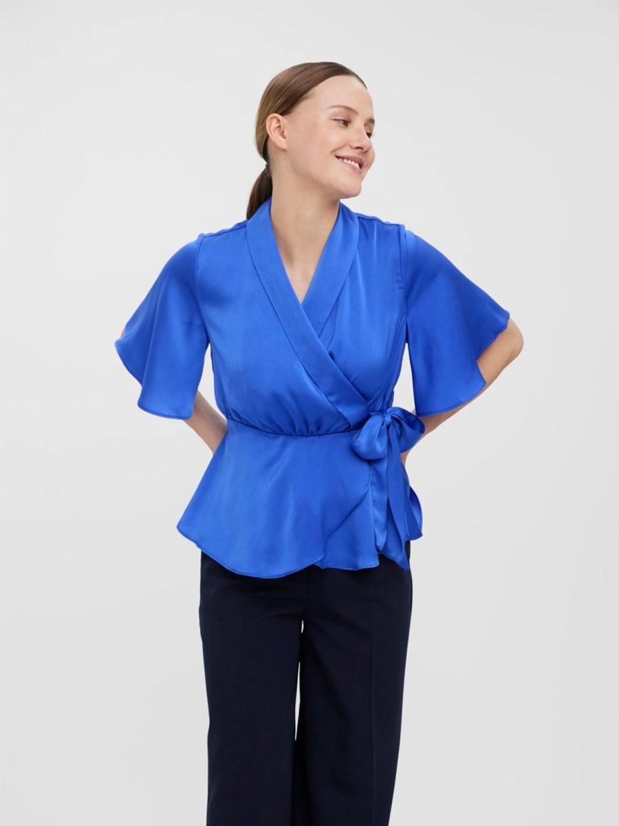 Dame Vero Moda Skjorter & Bluser | Amalia Wrap Top - Dazzling Blue