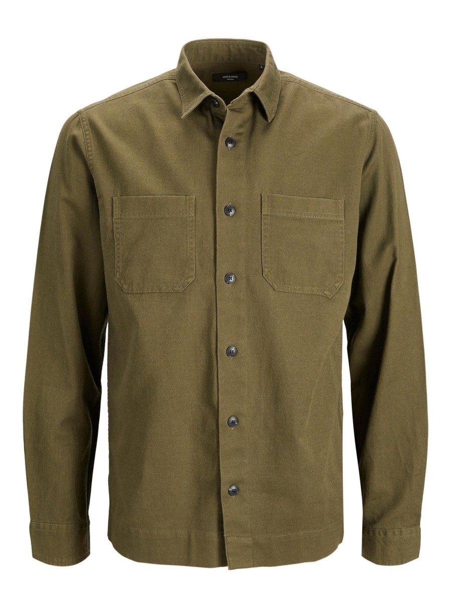 Herre Jack u0026 Jones Skjorter | Logan Linned Skjorte - Olive Night