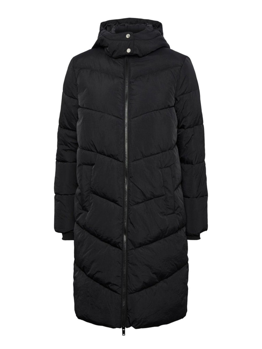 Dame PIECES Jakker & Frakker | Jamilla Lang Puffer Jakke - Sort