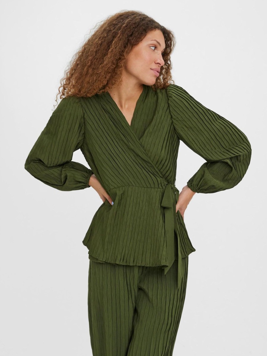 Dame Vero Moda Skjorter & Bluser | Carrie Langaermet Bluse - Rifle Green