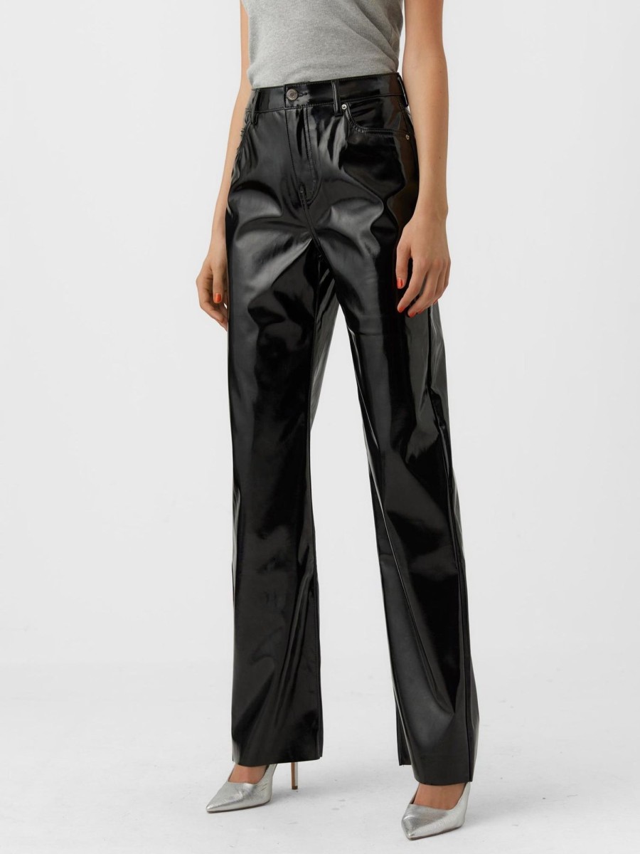 Dame Vero Moda Bukser | Kithy Loose Glossy Bukser - Sort