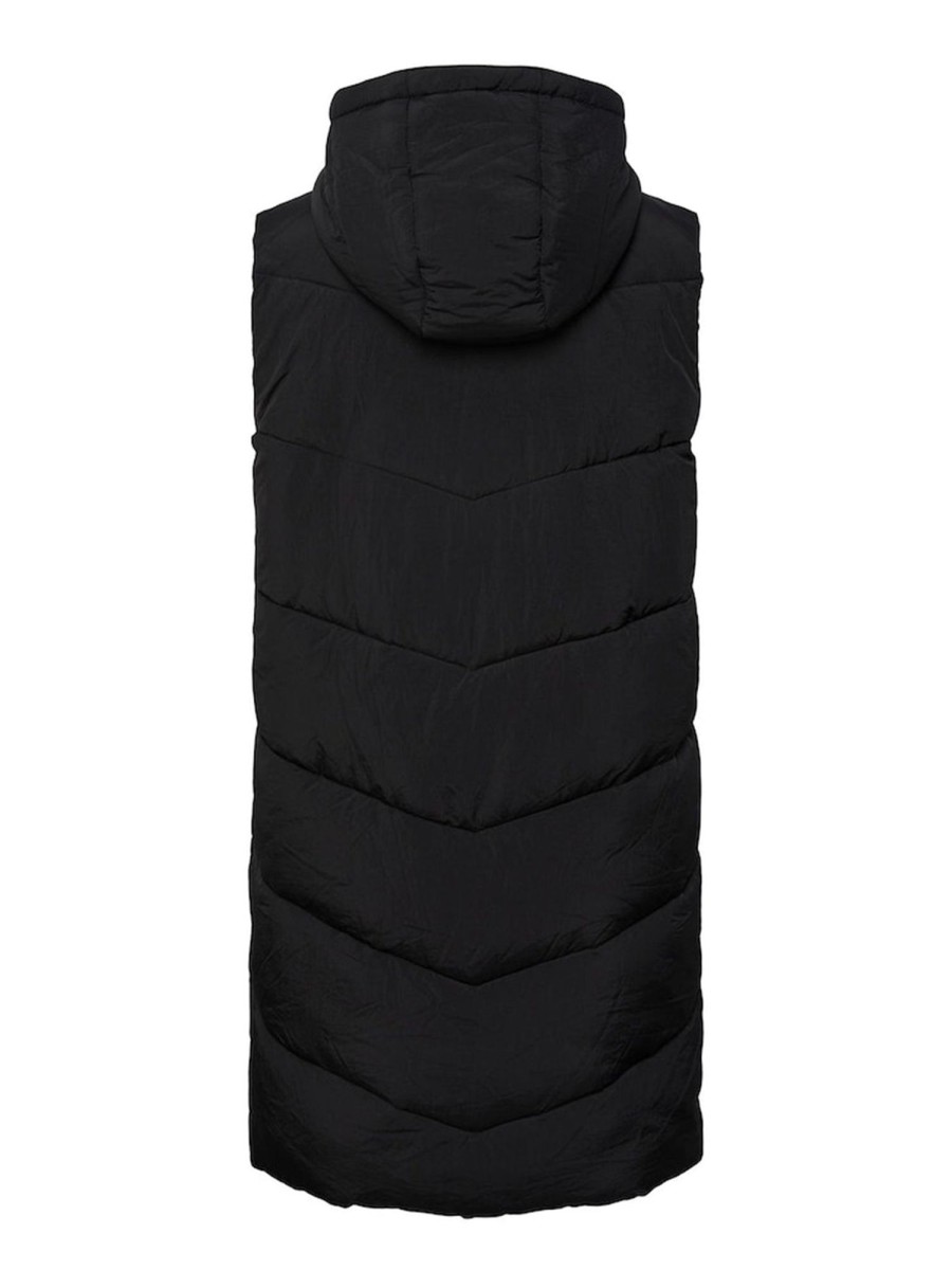 Dame PIECES Veste | Jamilla Lang Puffer Vest - Sort