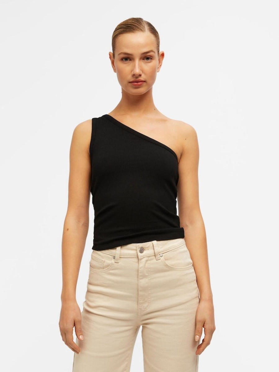 Dame Object T-Shirts & Toppe | Luca One Shoulder Top - Sort