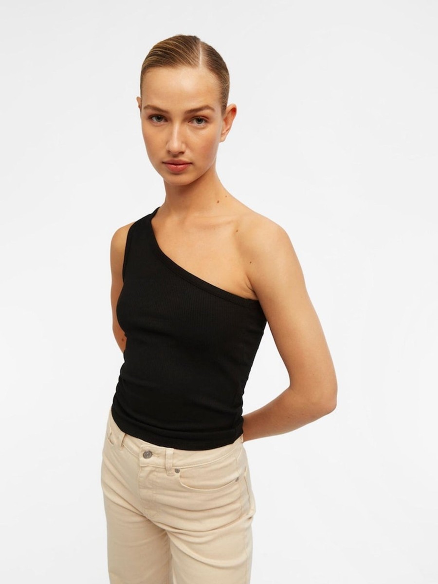 Dame Object T-Shirts & Toppe | Luca One Shoulder Top - Sort