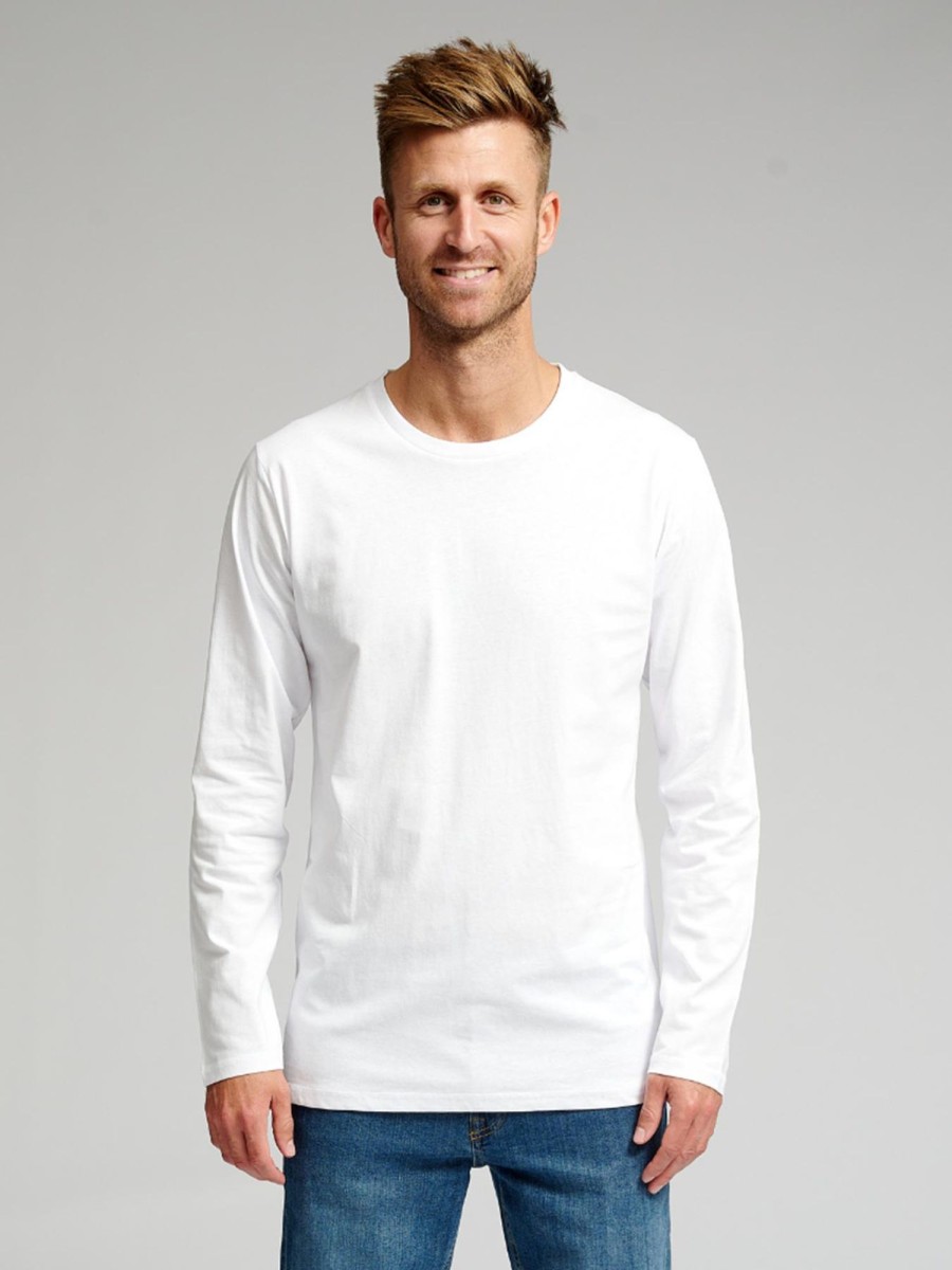 Herre TeeShoppen T-Shirts | Basic Langaermet T-Shirt - Hvid