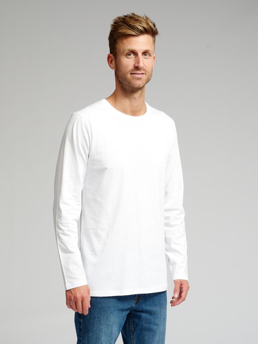 Herre TeeShoppen T-Shirts | Basic Langaermet T-Shirt - Hvid