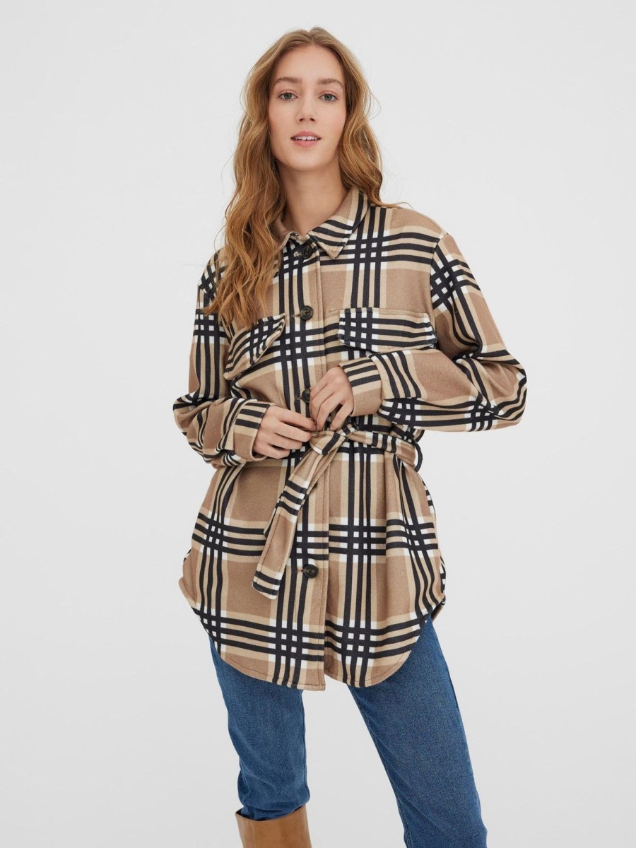 Dame Vero Moda Jakker & Frakker | Brushed Kaya Shirt Jacket - Tigers Eye