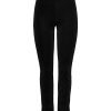 Dame PIECES Bukser | Lina High Waist Slit Pants - Sort