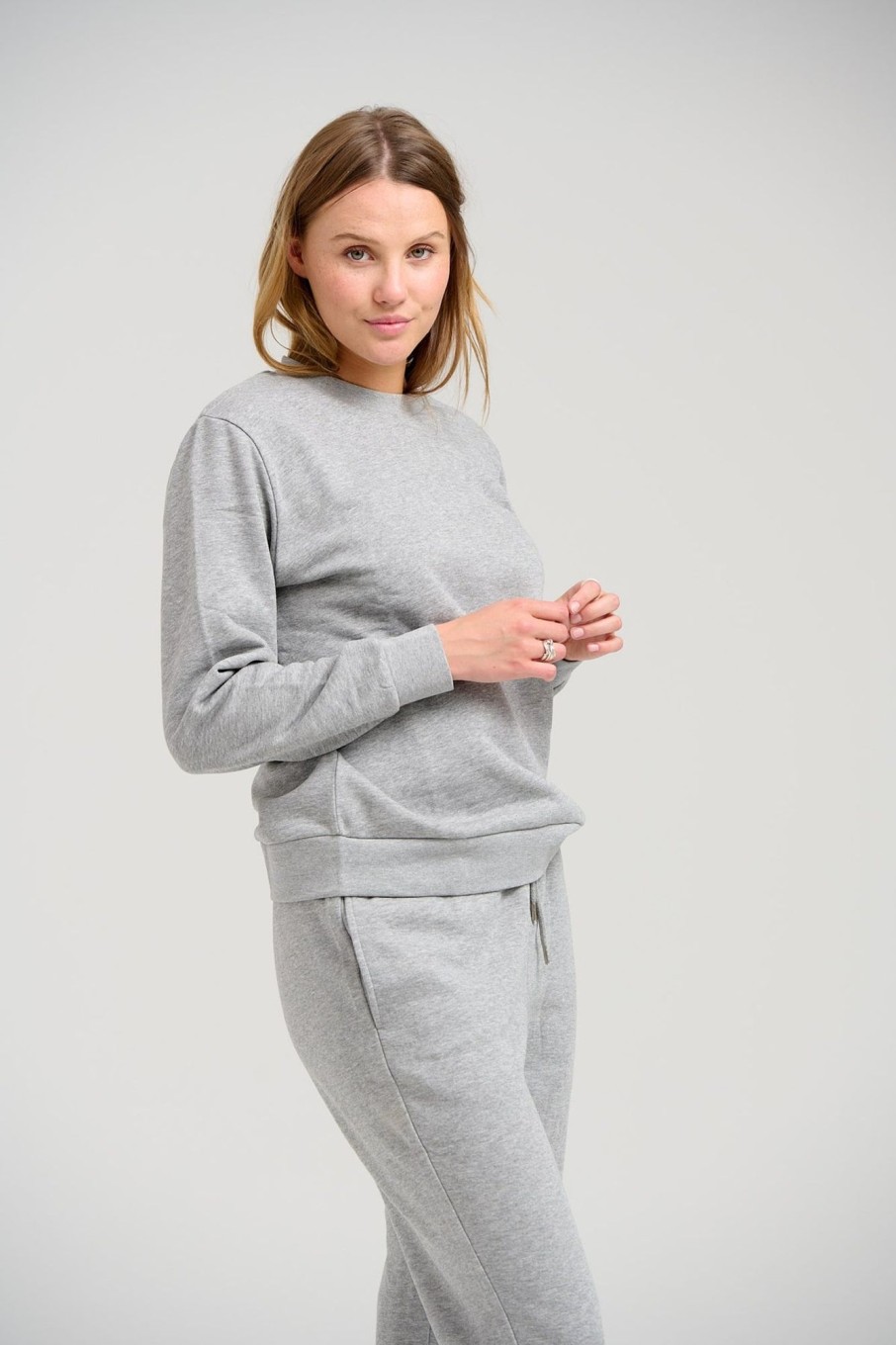 Dame TeeShoppen Trojer | Basic Crewneck Sweat - Lysegra Melange