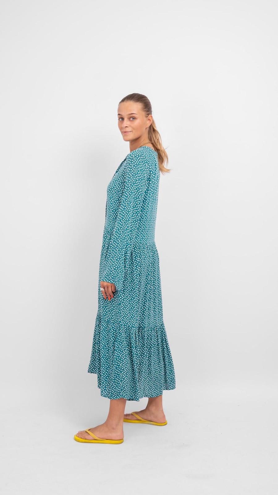 Dame Amis de Copenhague Kjoler | Anna Langaermet Kjole - Teal Green