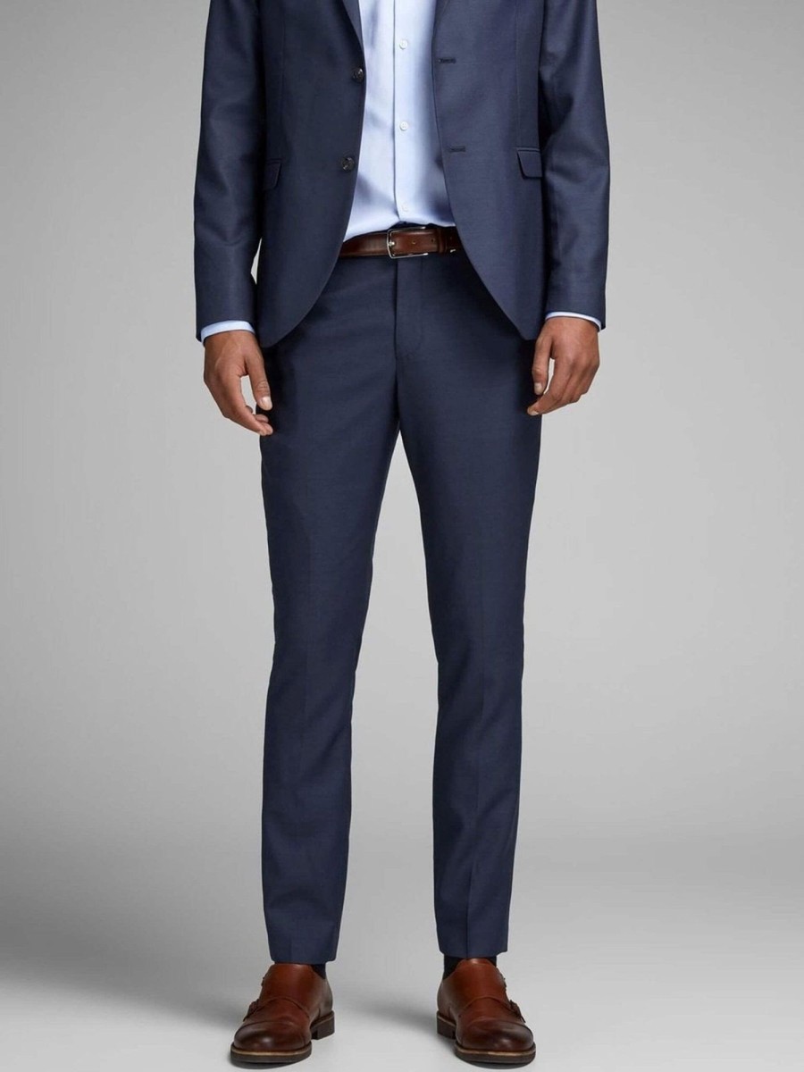 Herre Jack u0026 Jones Bukser | Klassisk Habitbukser Slimfit - Navy