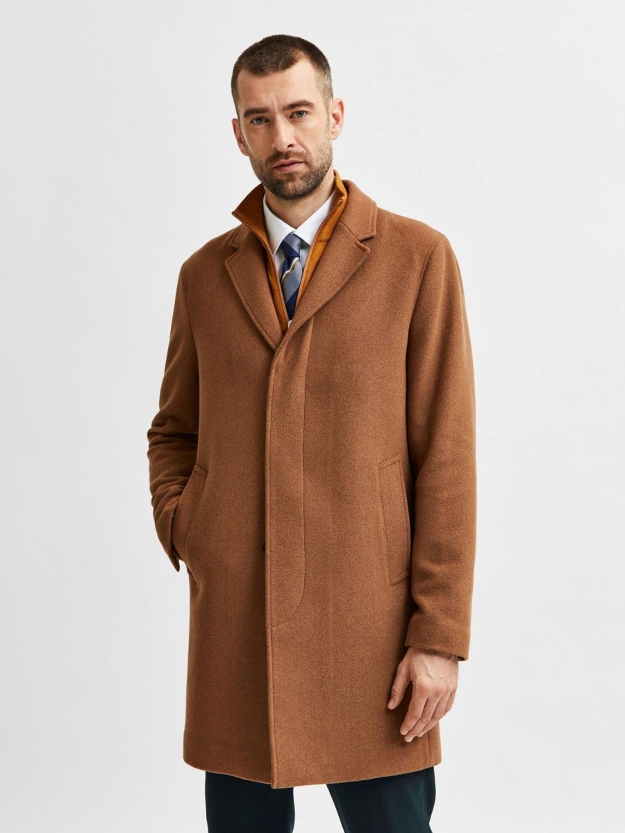 Herre Selected Homme Jakker & Frakker | Hagen Wool Coat - Camel