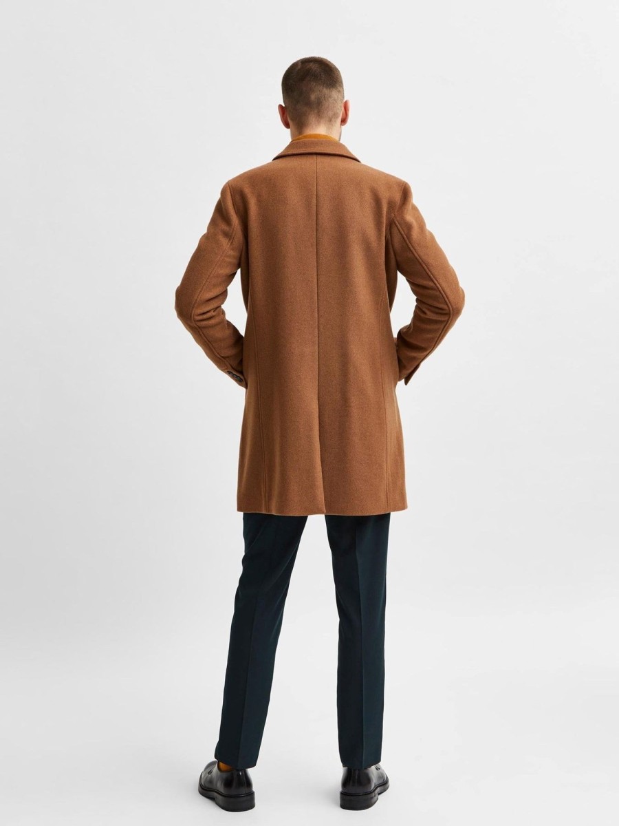 Herre Selected Homme Jakker & Frakker | Hagen Wool Coat - Camel