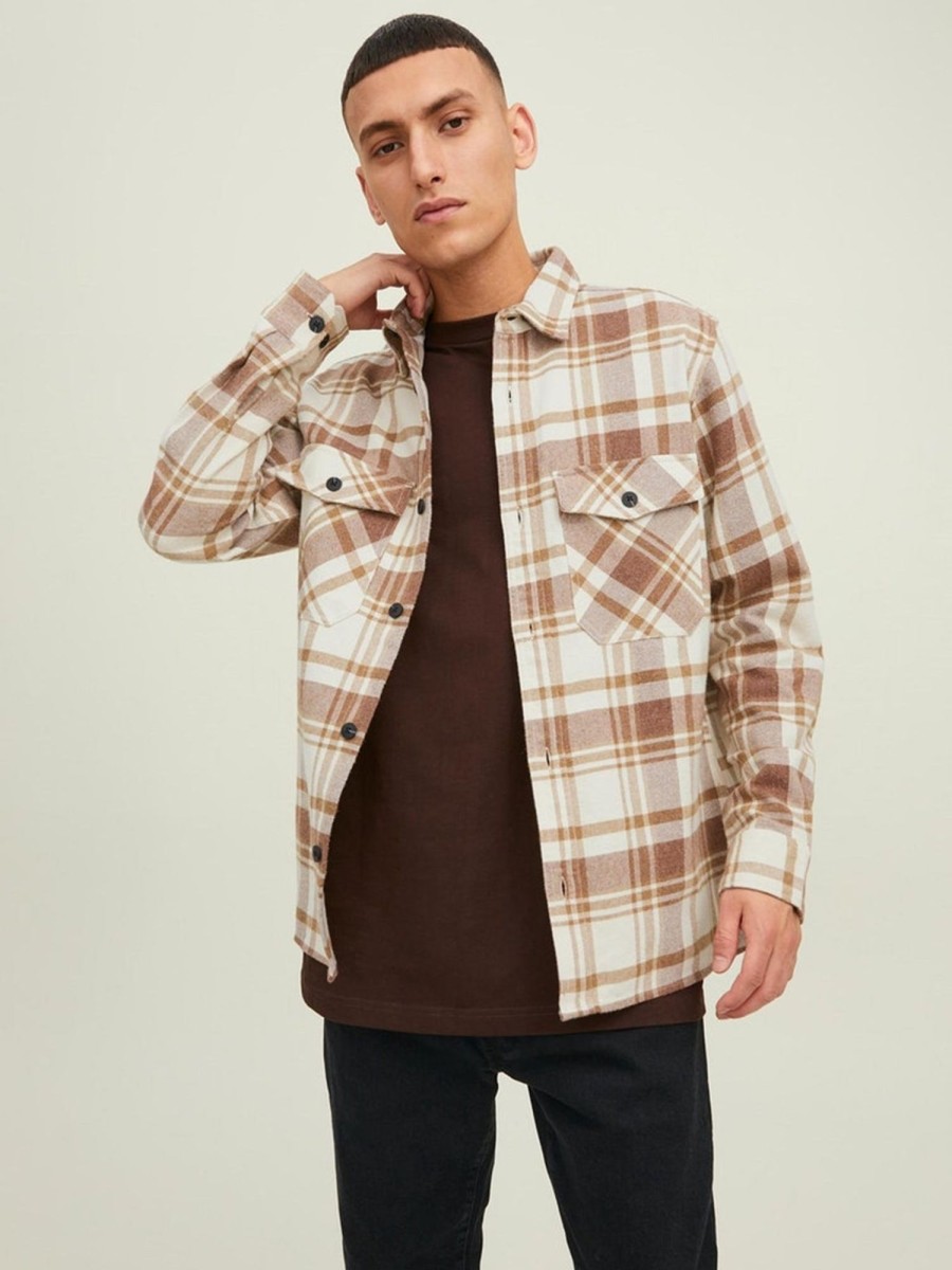 Herre Jack u0026 Jones Skjorter | Mark Twill Overshirt - Toffee