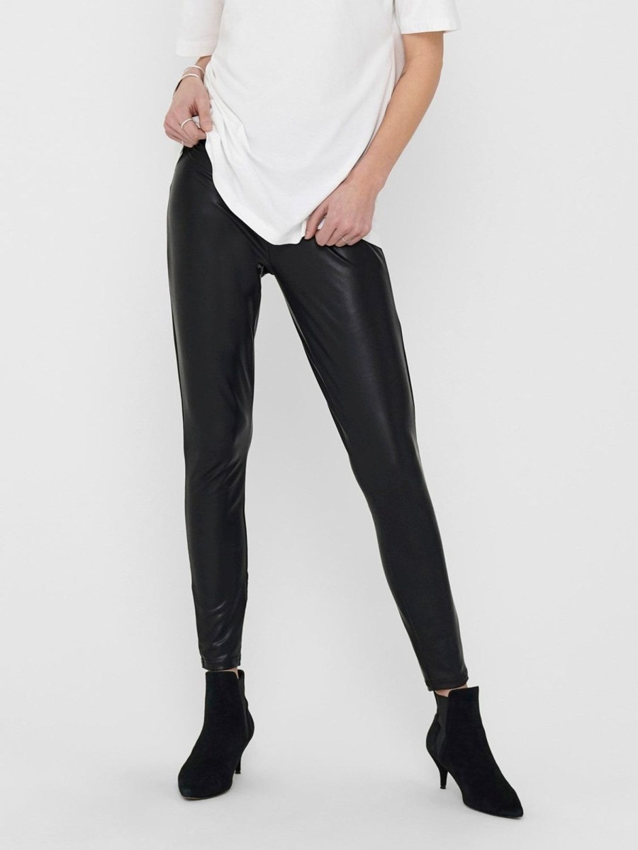 Dame ONLY Bukser | Cool Coated Leggings - Sort