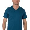 Herre TeeShoppen T-Shirts | Basic Vneck T-Shirt - Petroleum Bla