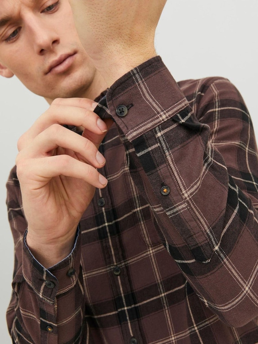 Herre Jack u0026 Jones Skjorter | Classic Check Skjorte - Seal Brown