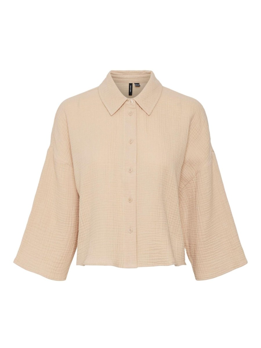 Dame Vero Moda Skjorter & Bluser | Natali Crop Shirt - Irish Cream