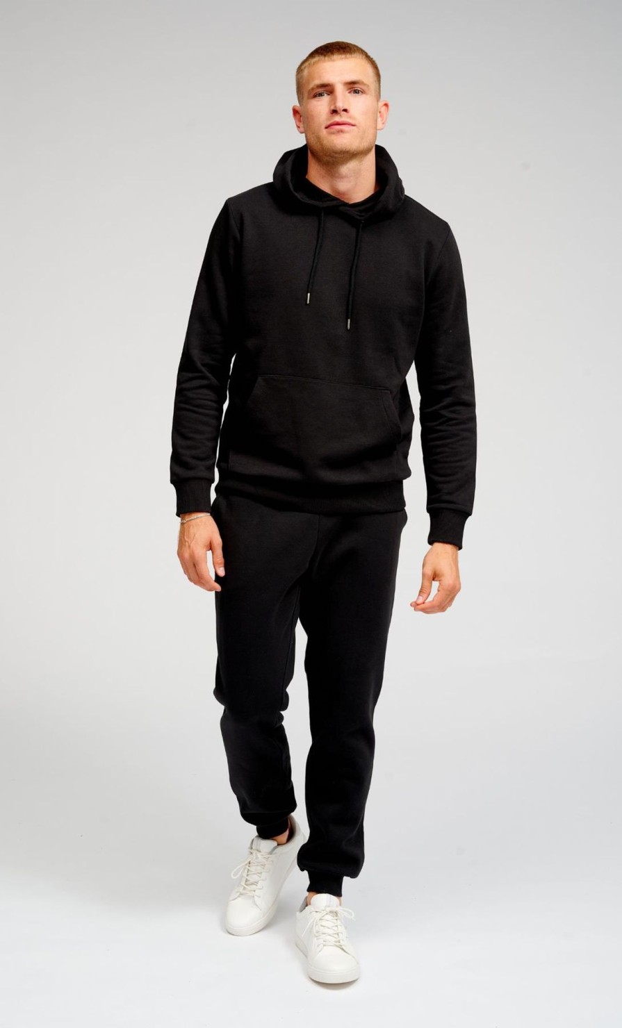 Herre TeeShoppen Trojer | Basic Sweatsaet M. Hoodie (Sort) - Pakketilbud