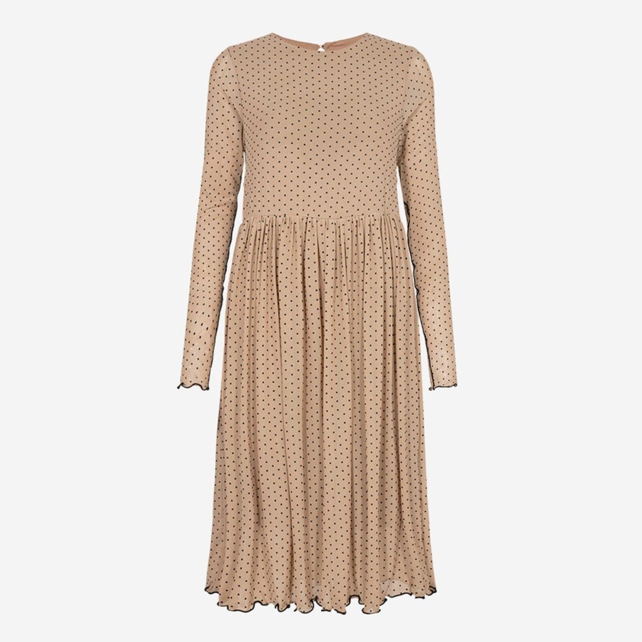 Dame Liberté Kjoler | Mesh Frill Dress - Nude Sort Dot